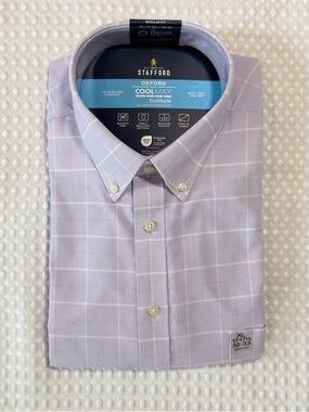 Stafford CoolMax Oxford in Orchid Plaid Dress Shirt XL (17-17 1/2” and 32-33”)